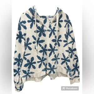Loft blue and white floral tye dye hoodie